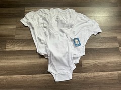 NWT Gerber Baby White Short Sleeve Bodysuits Lot Of 7 Sz 12 Mos