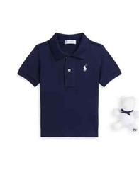 NWT RALPH LAUREN Baby boys girls Cotton Mesh Polo Shirt and Bear Gift Box Set