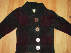 Ricidl Handmade USA Gray Wine Large Button Wool Blend Cardigan Sweater Girls 4T