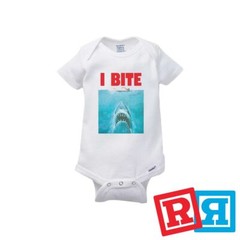 Jaws Gerber Baby Onesie® Cotton Unisex White Short Sleeve Bodysuit