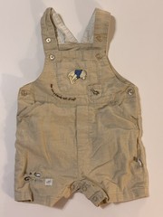 Infant Disney Pooh “A Day In The Woods-Friendly Bug”Linen Overalls 6 Month AS IS