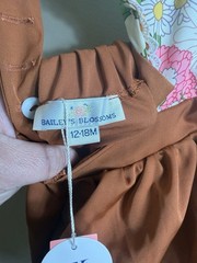 Bailey’s Blossoms Mavis Heart Doily Bubble Romper Rust Orange Floral 12-18 NWT