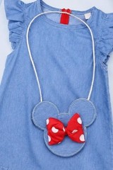 Toddler Girls Minnie Mouse A-Line Dress Ruffle Sleeve XL w/Purse 2T/3T