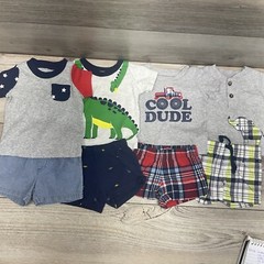 Lot of Baby Boys Two Piece Summer Outfits Sets Size 3 Mo. Monster Truck
