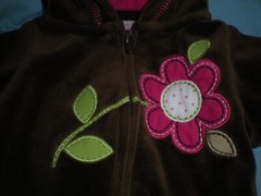 CARTER’S Brand NEWBORN GIRLS BROWN VELOUR APPLIQUE & EMBROIDERED HOODIE NB