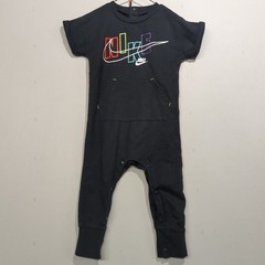 Nike Baby Bodysuit 18M Snap Button Black Multicolor Logo Green Orange Stitching