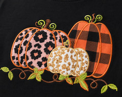 Boutique Pumpkin Appliqué Ruffle Romper | Black Fall Baby Girl Outfit | Buffalo