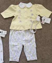 Vitamins Girls 3pc Outfit Set 3-6M Yellow Top Floral Pants Cotton V72223
