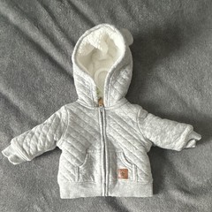 Simple Joys by Carter’s 0-3M Gray Quilted Hooded Full Zip Lined Jacket Pockets