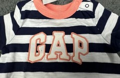 NWT Gap Baby 3-6 Shortie Romper Outfit Baby Boy Stripe Coral Blue White Short