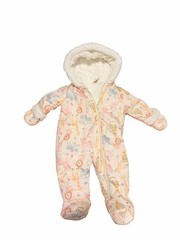 First Wish Baby Girls Animal Print Fleece Lined Winter Pram Snowsuit