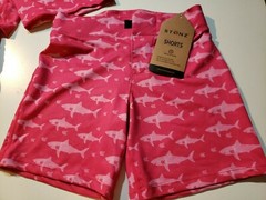 STONZ Girls Pink Shark Surf Shorts Swimsuit Stonzwear Toddler Size 3T US NWT