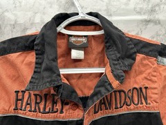 Harley Davidson Button Up Shirt Toddler Boys Size 8-10 Kids Orange Black