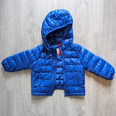 Primary Blue Hooded Quilted Puffer Jacket Full Zip Lined 12-18 Months