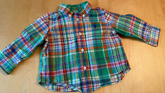 Ralph Lauren PLAID EMBROIDERED PONY LS BUTTON UP SHIRT INFANT BOYS SZ 9 MONTHS