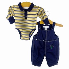 Vintage Gymboree 1998 Sea Anchor Layette 0-3 Mo Overalls Long Sleeve Bodysuit