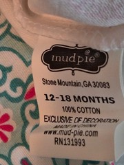 Size 12-18 Months 2 Piece Mud Pie Baby Snail Tunic Pant Set