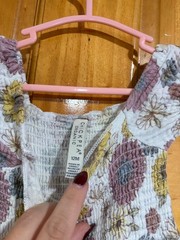 Chick Pea Organic Baby Girls Smocked Floral Dress 12M Boho Cotton Puff Sleeve Co
