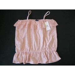 Baby Gap kids girls pink knit sleeveless tank top shirt tee eyelet ruffle 3 3T