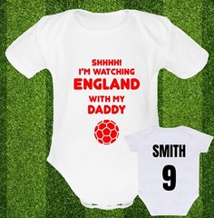 ENGLAND NATIONAL TEAM Babygrow Baby vest grow gift FREE PERSONALISATION 3 LIONS