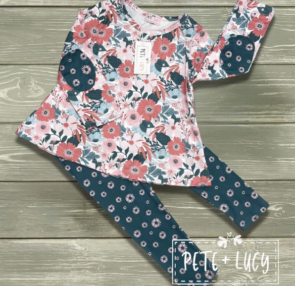 Pete + Lucy Painted Garden 2 Piece Pant Set – Size 0-6M
