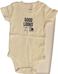 Off White Infant 9M One Piece BullDog Good Looks Courtesy of Daddy Short Sleeves