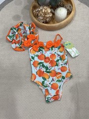 Young-TR Girls 2-Piece One-Piece Swimsuit Set Fruit Print UPF 50+ 18-24M