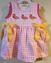 Marie Nicole Collections Girls 3T 2pc Pink/White Gingham Flamingo Short Set