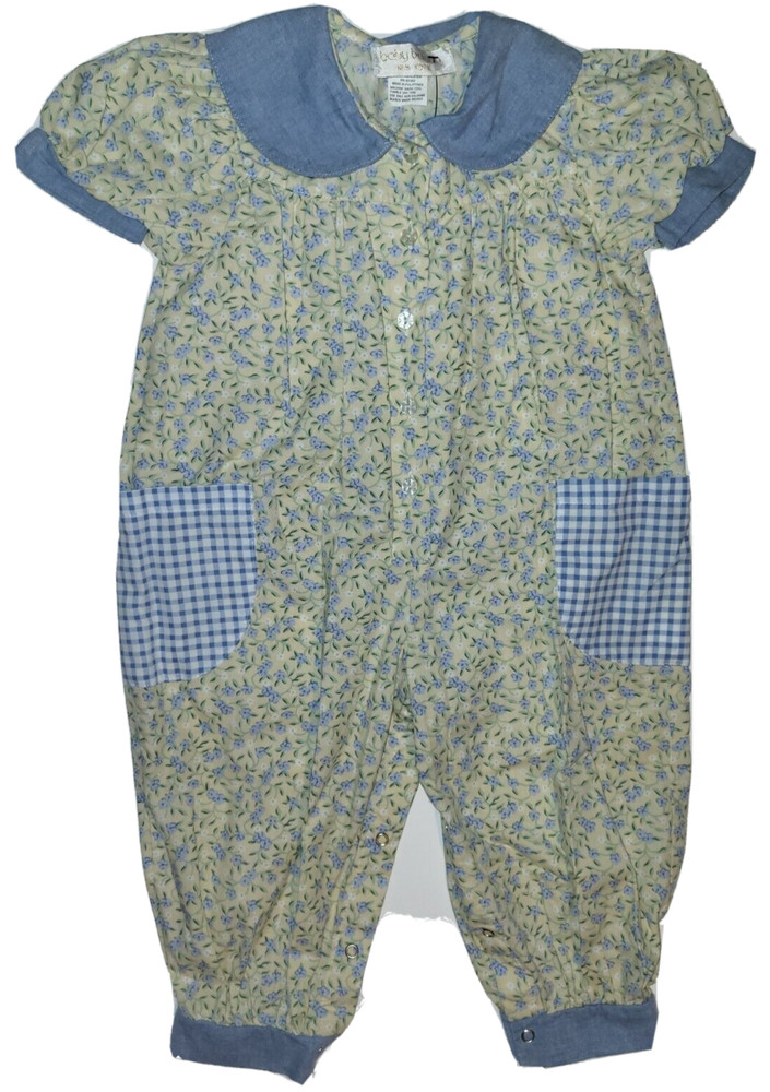 baby baluga New York SS Longall One Piece Light Blue & Yellow Floral & Checks 2T