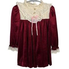 Vintage Faye’s Fantasies Girls Burgundy Velour Victorian Holiday Party Dress 2T