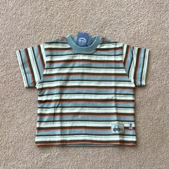 NWT PUMPKIN PATCH BOYS SHORT SLEEVED PULLOVER SHIRT,2T , BACK SNAPS, STRIPED