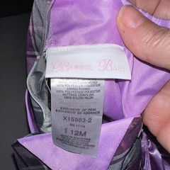 Bonnie Baby Purple & Gray Dressy Dress Taffeta Plaid Size 12 Mo 12m Easter
