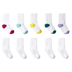 Cat & Jack Toddler Girls’ White 10pk Athletic Crew Socks Size 5.5T-8.5T