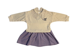 AyaKids So Loved Lace Collar Dress Purple Cream Toddler Girl