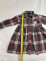 VTG Polo Ralph Lauren Corduroy Collar Plaid Shirt Dress Sz 4T Red Green Holiday