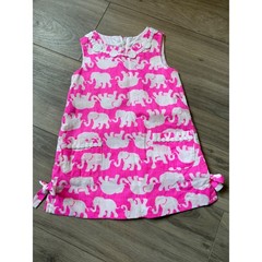 Lilly Pulitzer Girls Pink Elephant Print Shift Dress Toddler Size 2 Sleeveless