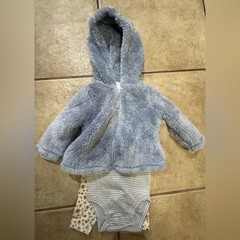 New Carter’s Boys 16m 3 piece Outfit Fleece Sherpa Polar Bear Hoodie Top Pants