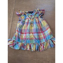 Ralph Lauren Baby Girl 24M Plaid Madras Ruffle Top Multicolor Cotton preppy