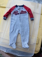 Carter’s Baby Boys 6M Fleece Footed Zip Coverall Colorblock Gray/Red
