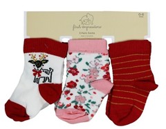 First Impressions Baby Girls Size 0-6M 3-Pairs Holiday Socks NWT Red/Pink/White