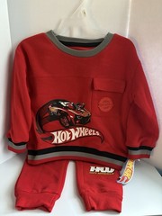 NWT Toddler Boy 2T Red Mattel Hot Wheels 2 PC Sweatshirt & Sweatpants Set