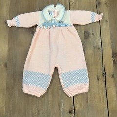 Vintage Neiman Marcus Pink Blue White Knit Baby Infant Outfit Size 3 Month RARE