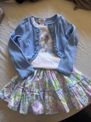 Tommy Bahama Toddler Girl Bunny Tank Top, Floral Tiered Skirt, Ribbed Cardigan 3