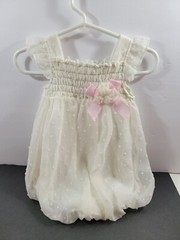 Baby Essentials Baby Girl 1 Pc Romper White Chiffon Hobnob Pink Ribbon 9 Months