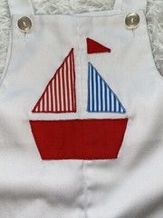 IMP originals white with sailboat jon jon romper 4th of july summer vintage