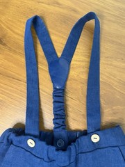 Toddler Suspender Pants-Navy Blue 100% Linen- 2 – 3 Years – Pre Owned