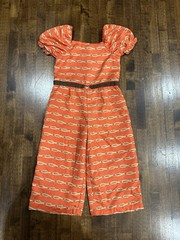 Janie & Jack Jumpsuit Girls Sz 3 Horse Bit and Bridle Wide Leg Puff Sleeve Fall