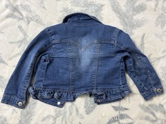 Levi’s Denim Trucker Jacket Girls 18 Months Pink Hearts Ruffle 18M Blue Jean