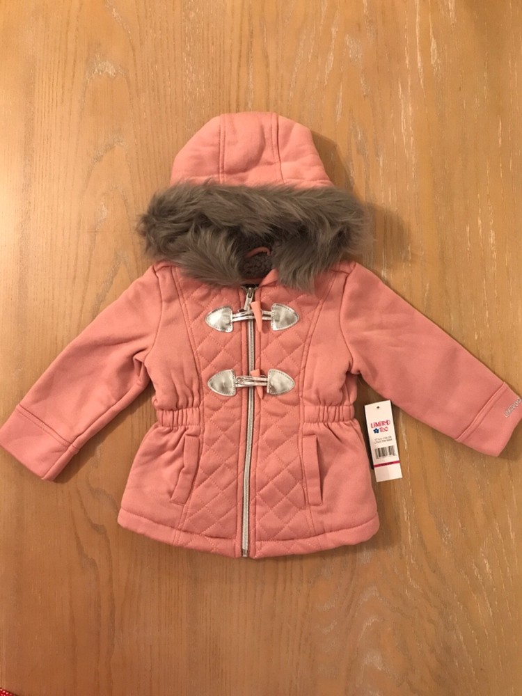 New! Limited Too Infant Girls Jacket Hooded Fleece Lined Pink Size 24 Months