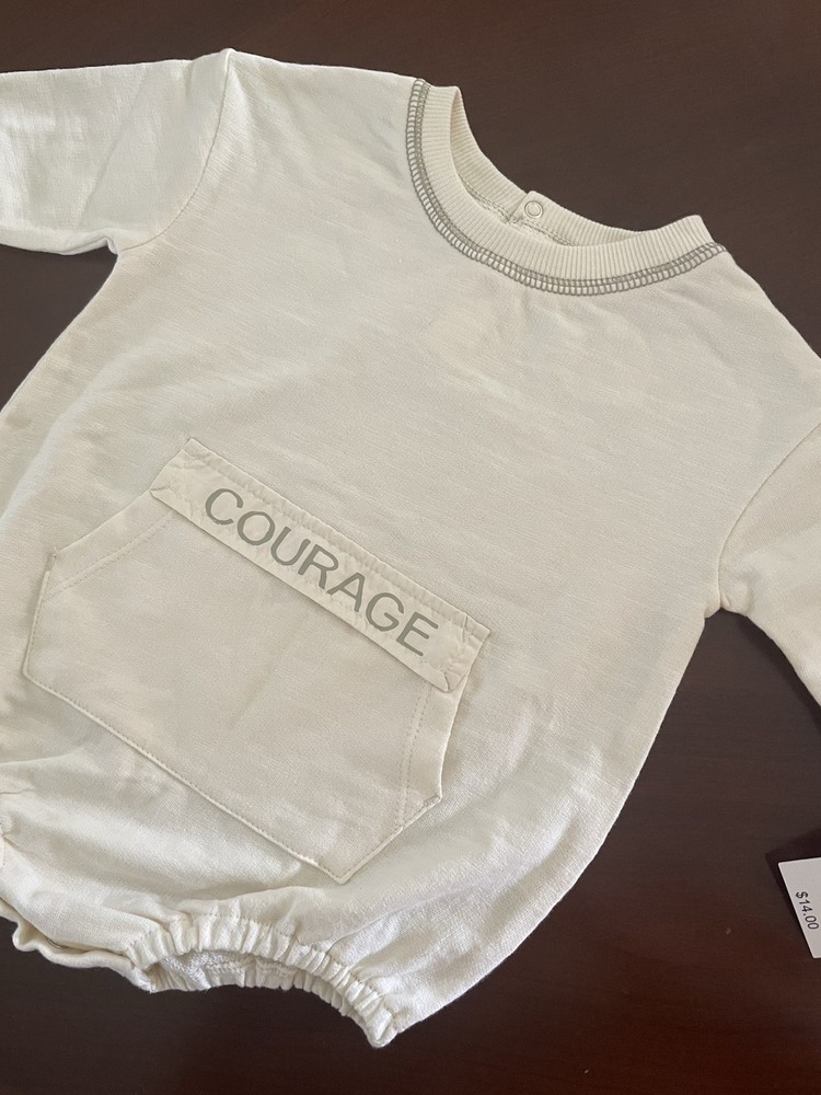 Grayson Mini Baby Off – White Long Sleeve COURAGE Bodysuit Outfit Size 18 M NWT